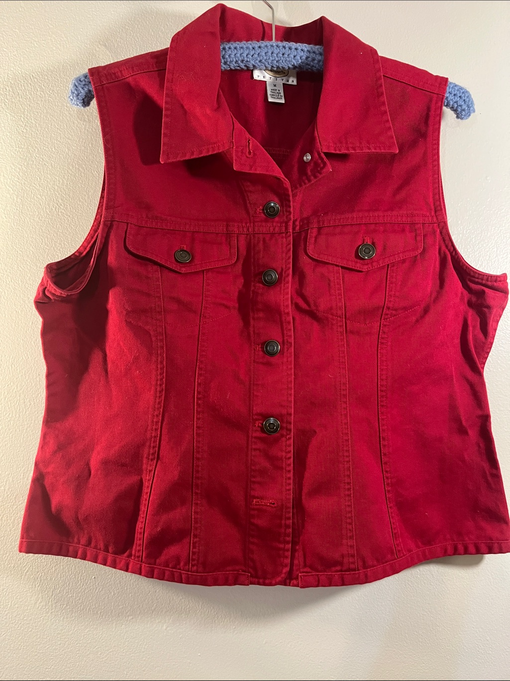 Talbots Bright Red Sleeveless Button-Up Vest